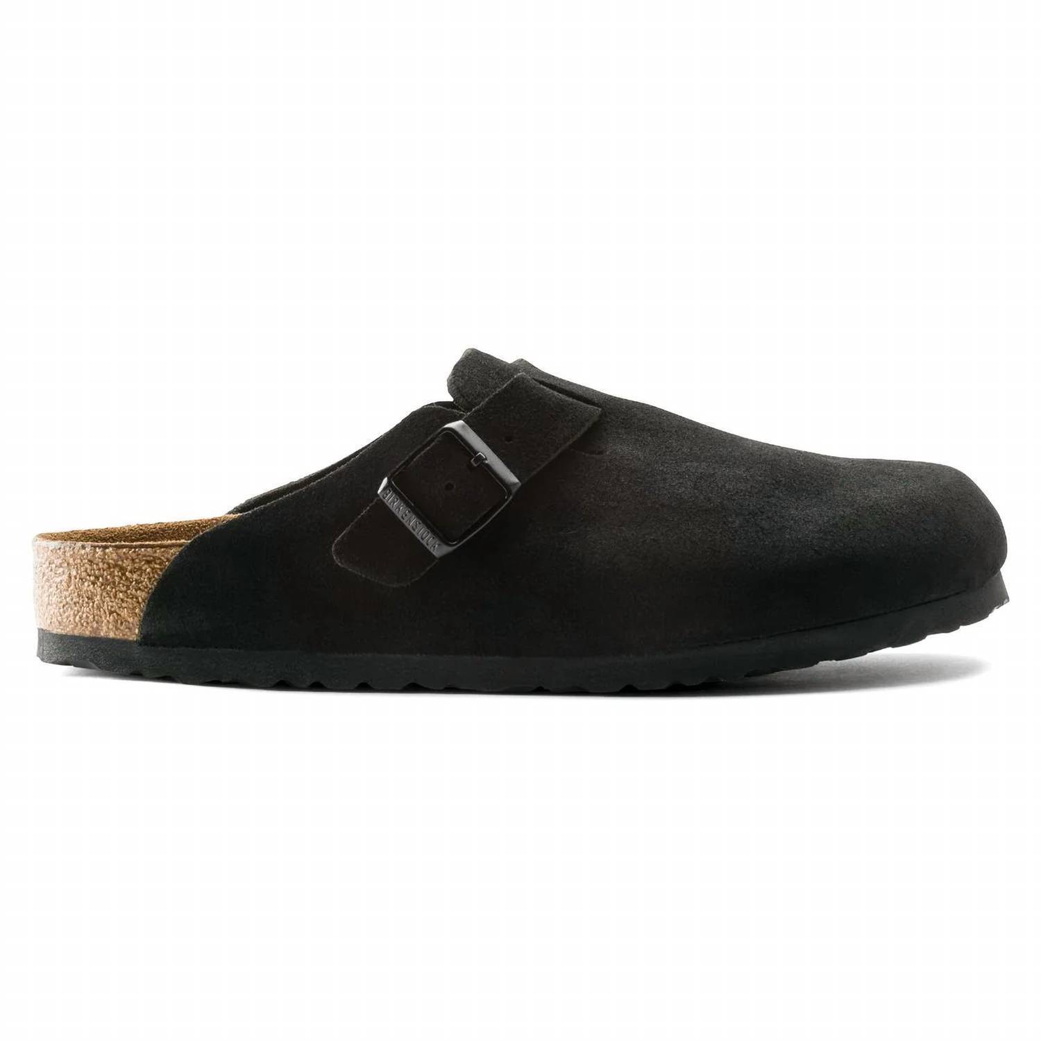 New Birkenstock Women's Boston Soft Footbed Suede Clog In Black